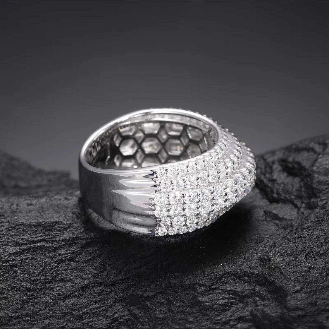 White Gold S925 Silver 6 Layered Moissanite Band