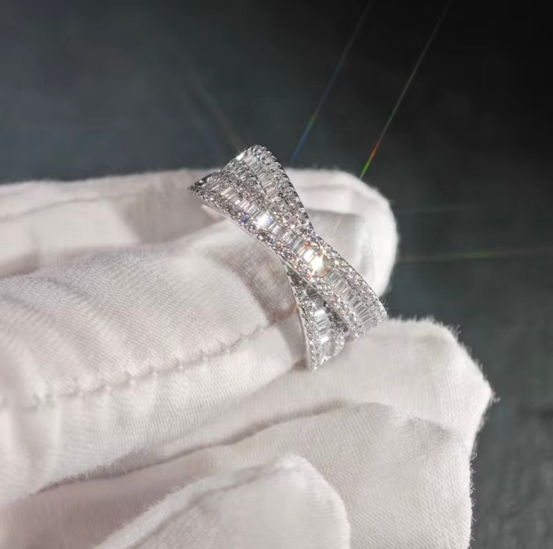 VVS D Color Iced Out Baguette Ring