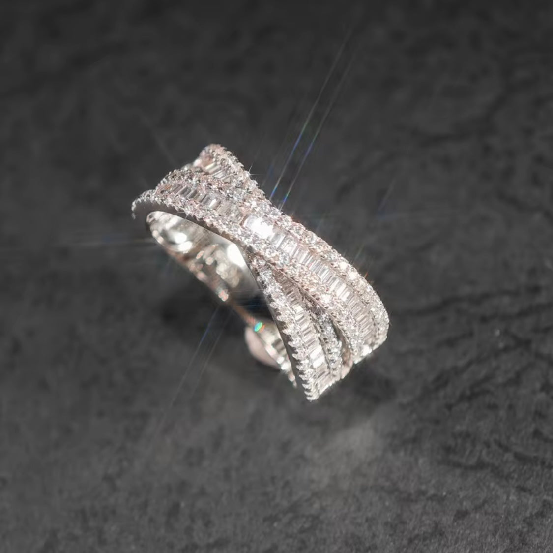 VVS D Color Iced Out Baguette Ring