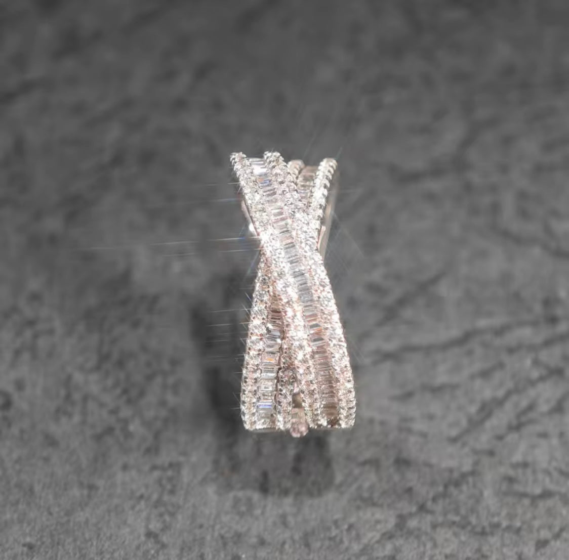 VVS D Color Iced Out Baguette Ring