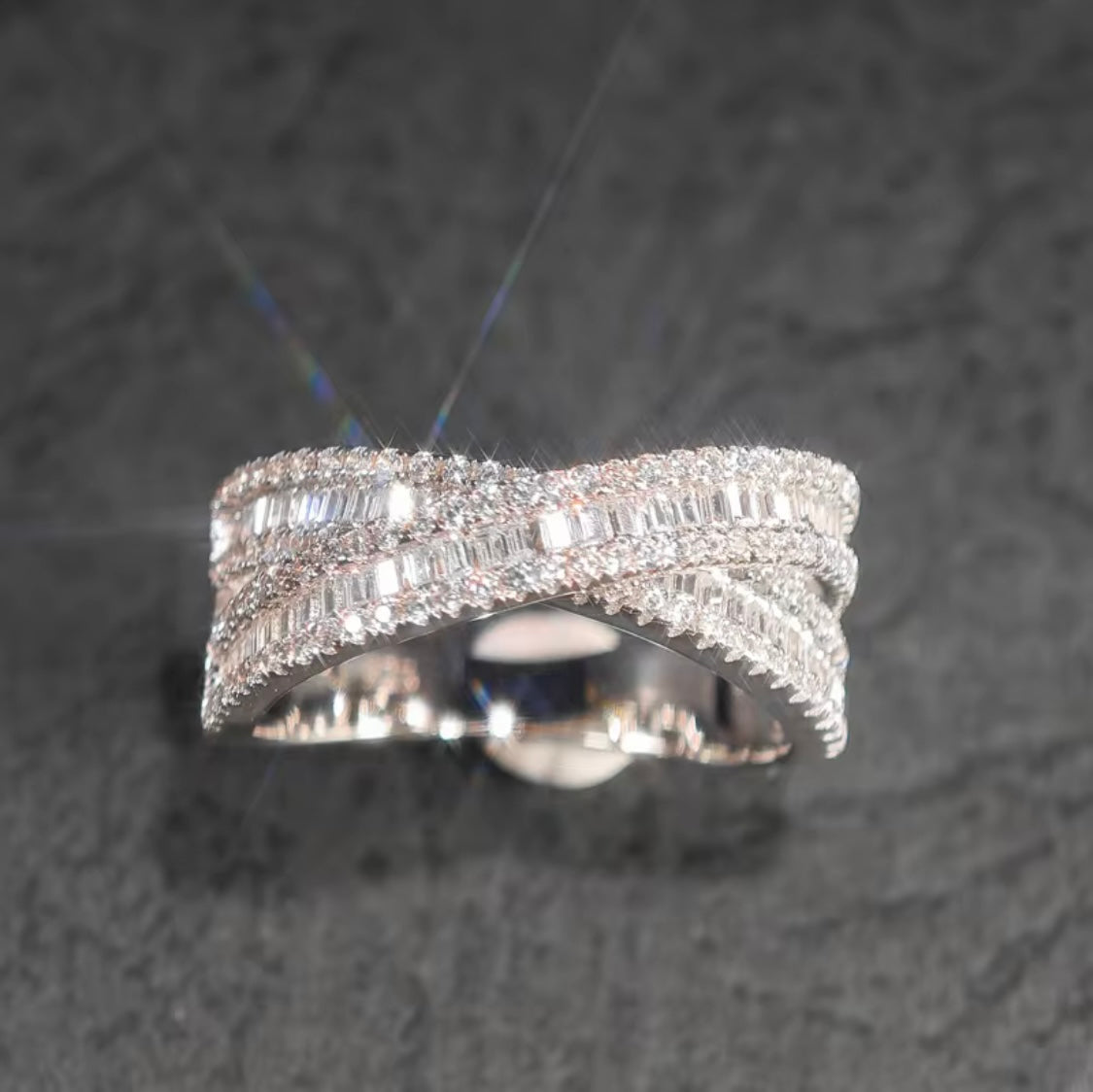 VVS D Color Iced Out Baguette Ring