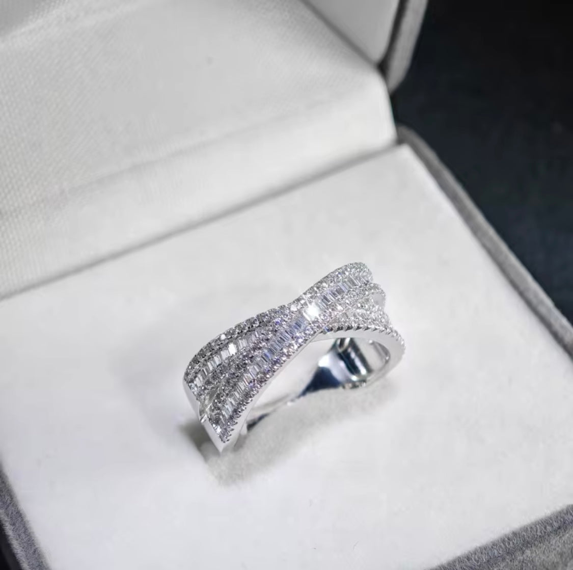 VVS D Color Iced Out Baguette Ring