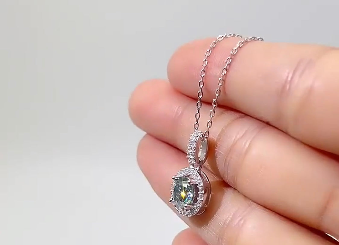 S925 Green Moissanite Diamond Pendant Neckalce