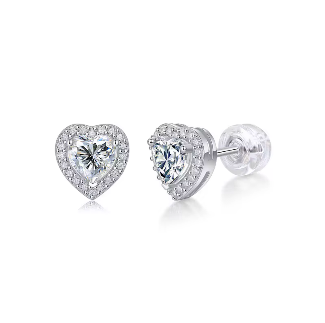 Heart Shaped VVS Moissanite Earrings