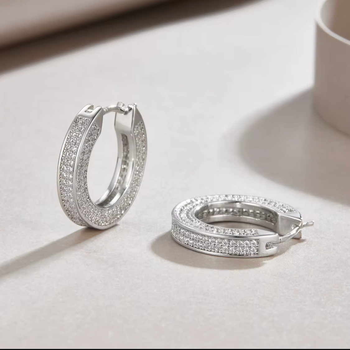 D Color Moissanite Small Huggie Hoop
