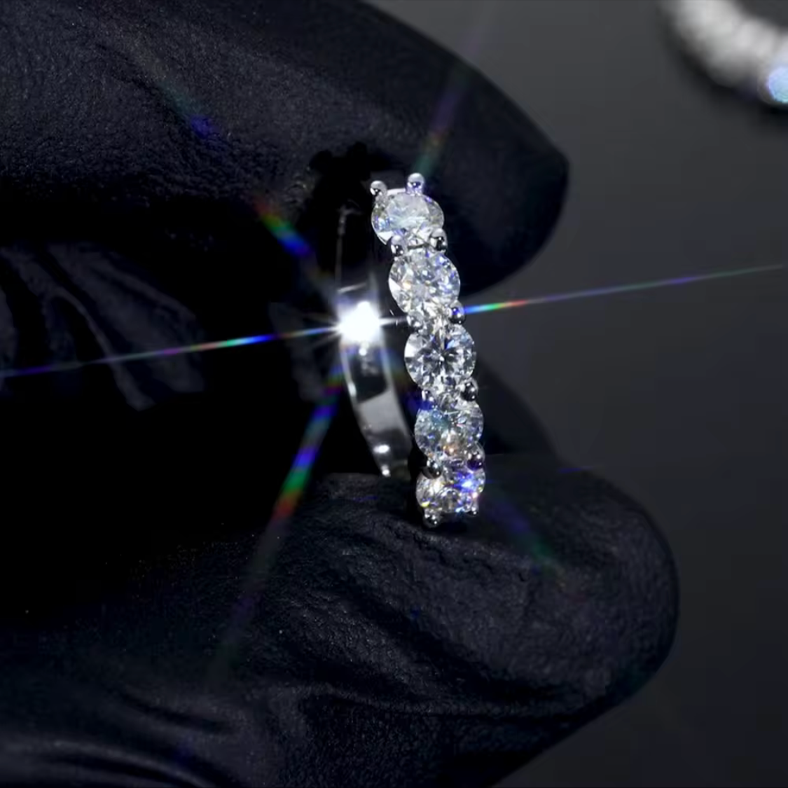 D Color VVS1 Round Cut Moissanite Shared Prong Hoop Earrings
