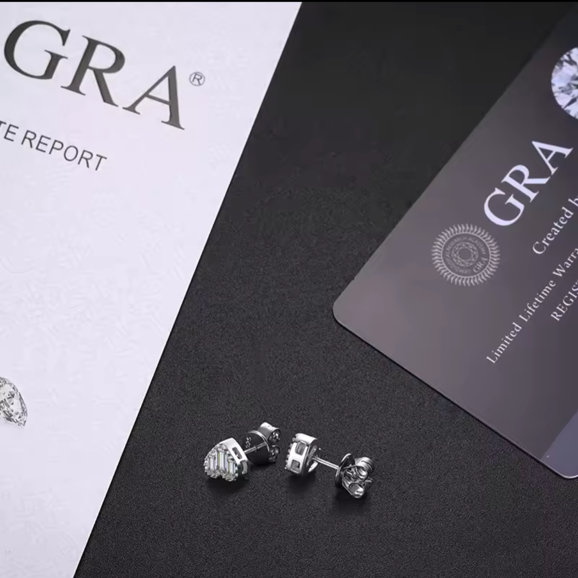 S925 VVS Moissanite Heart Baguette Studs