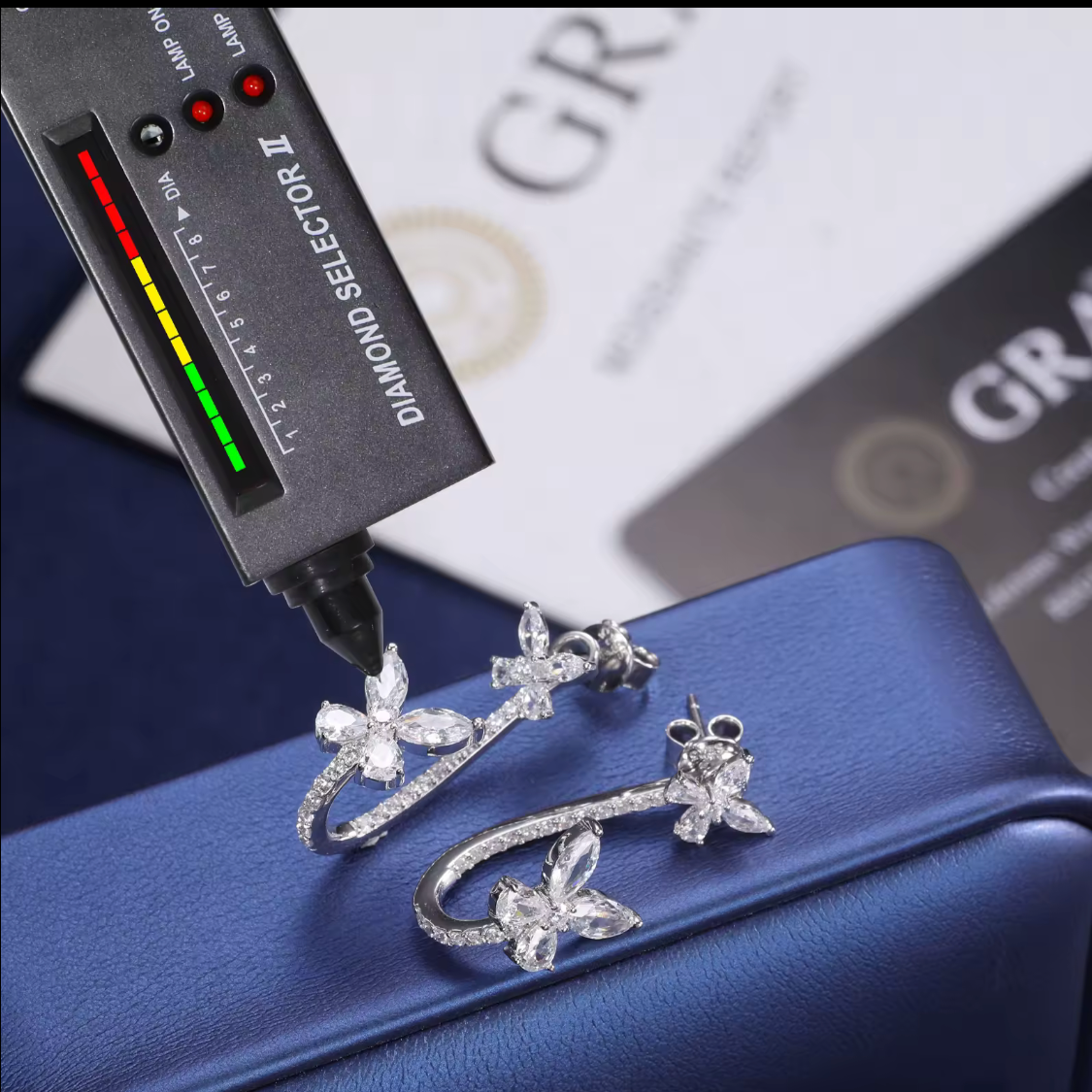 White Gold VVS S925 Marquise Cut Butterfly Earrings