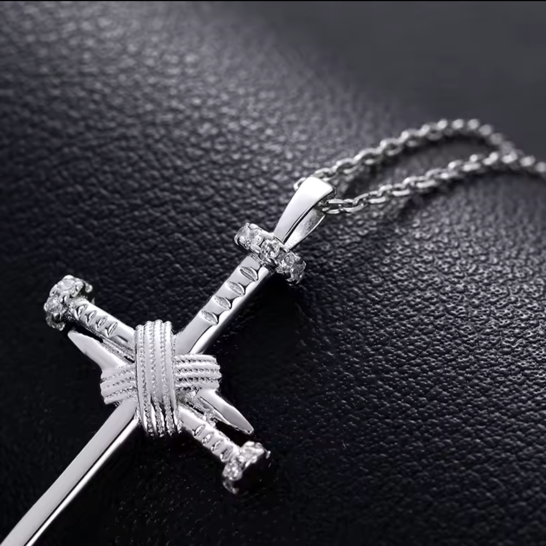 VVS D Color Moissanite Slim Dagger Cross Necklace