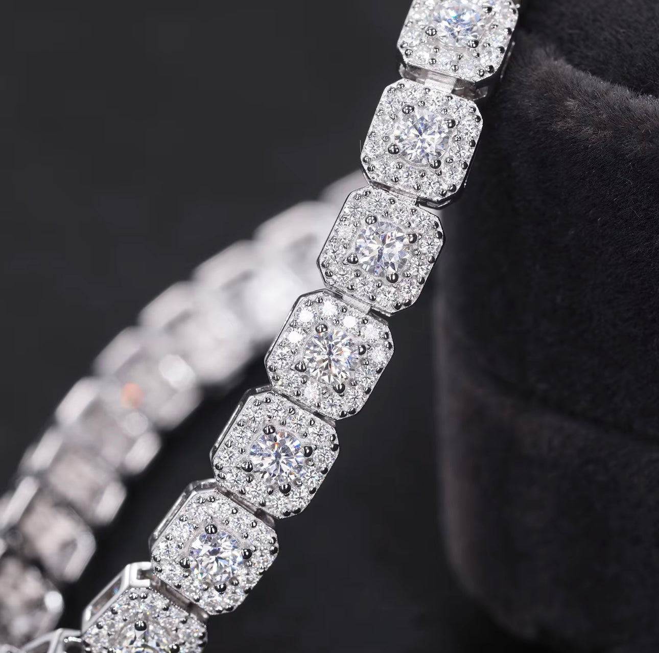 6mm VVS Moissanite Halo Tennis Bracelet