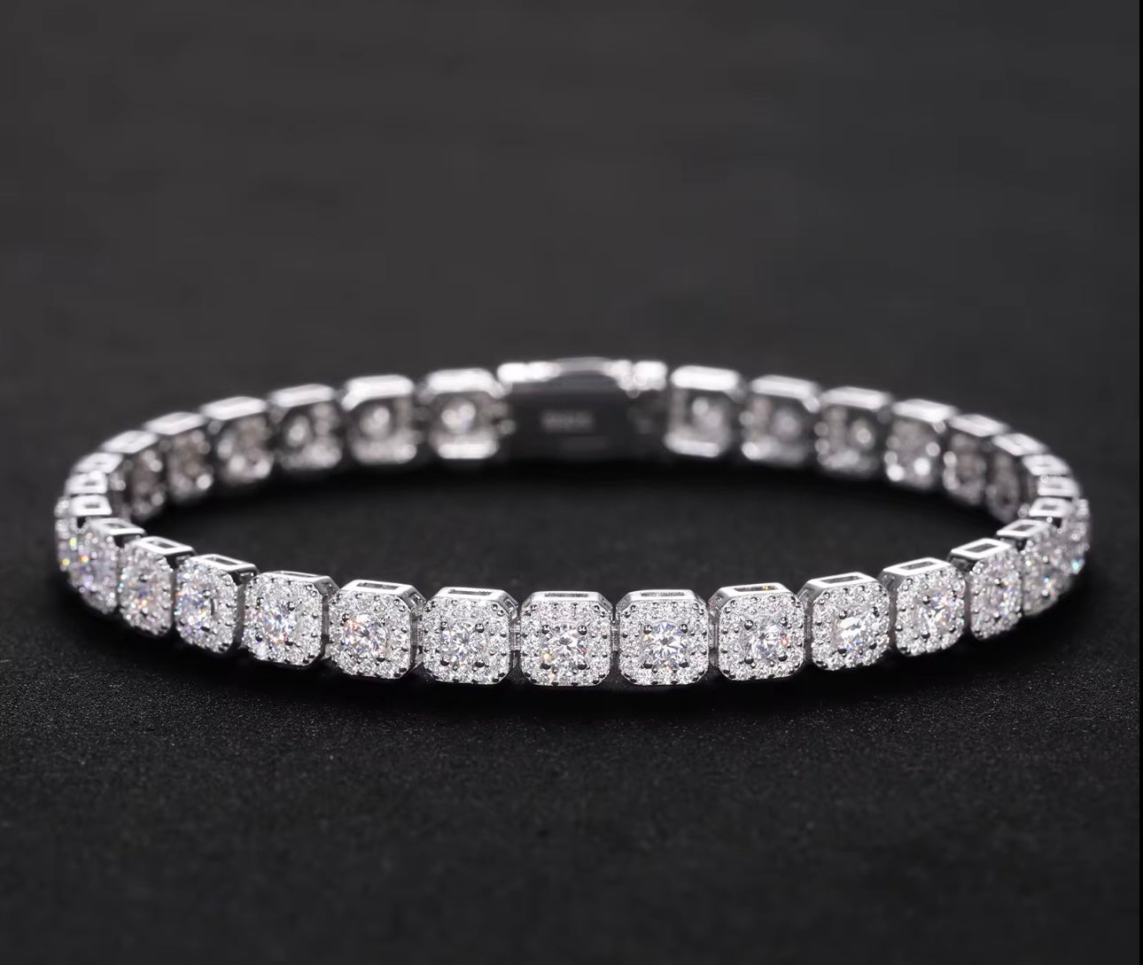 6mm VVS Moissanite Halo Tennis Bracelet