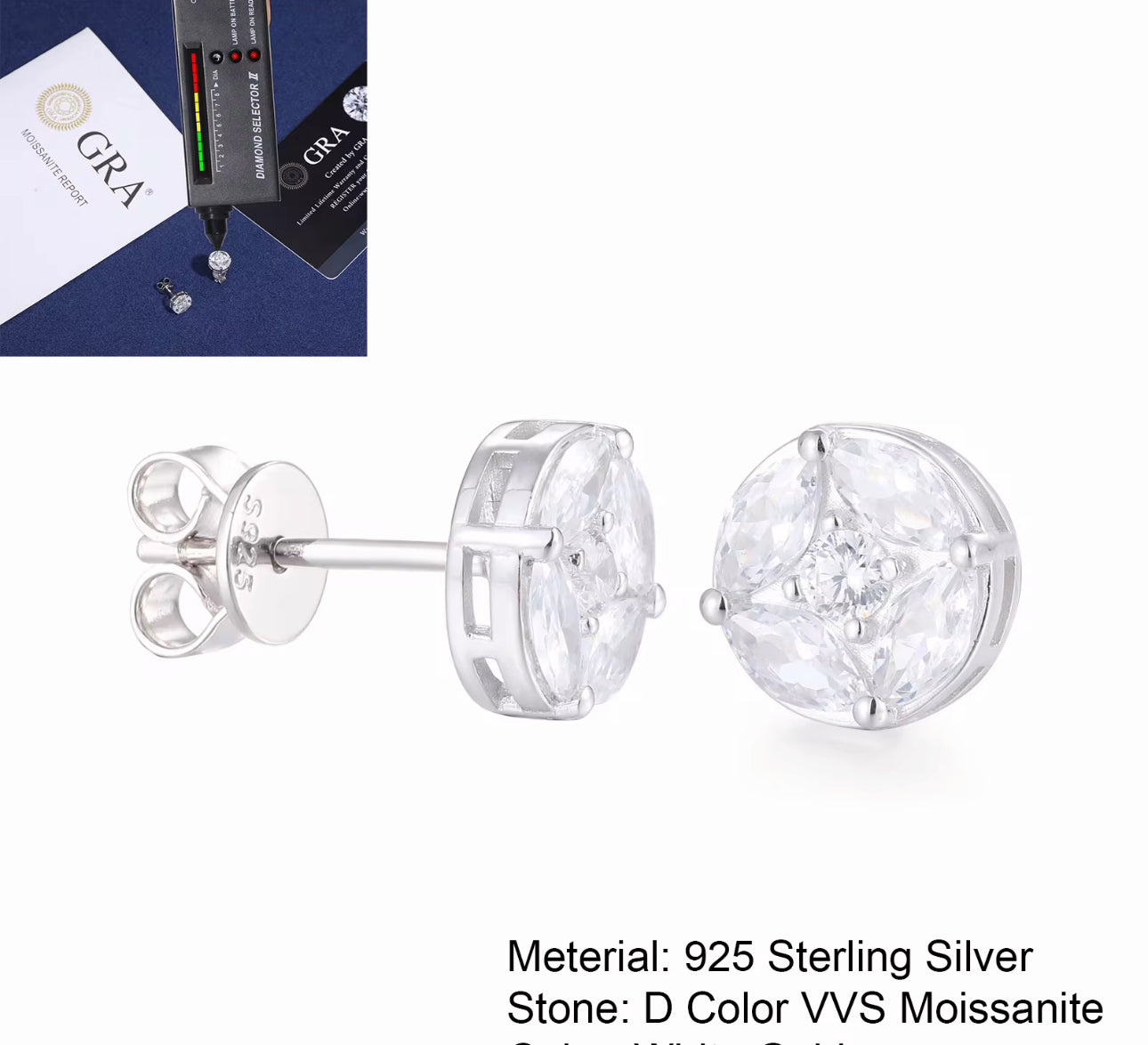 5mm S925 VVS1 Moissanite Marquis Cut Earrings