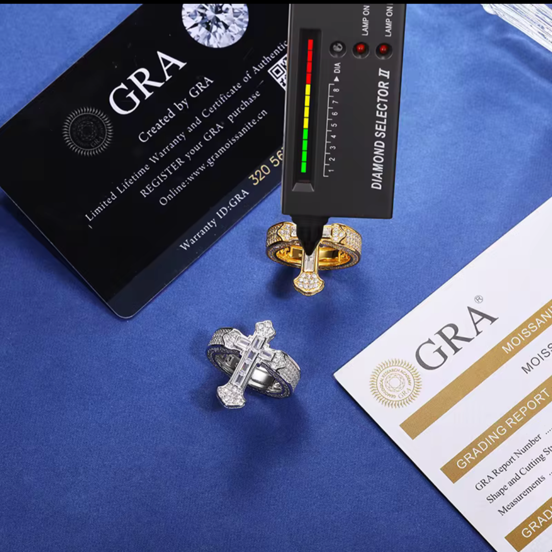 S925 Baguatte Moissanite Cross Ring