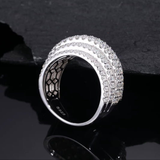 White Gold  S925 Silver 6 Layered Moissanite Band