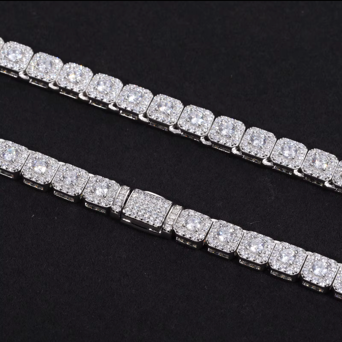 6mm S925 Clustered VVS Moissanite Halo Tennis Chain