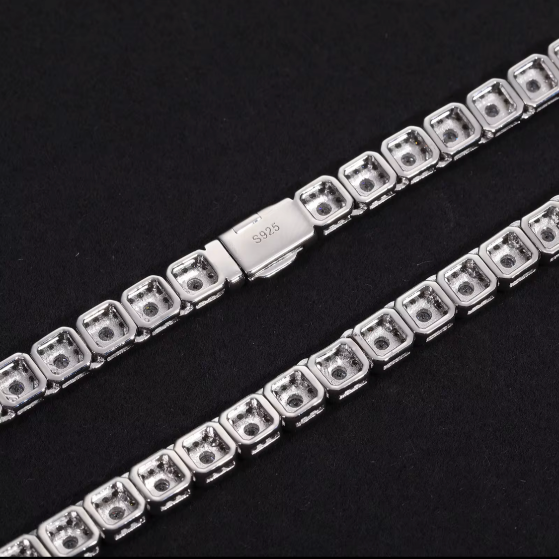 6mm S925 Clustered VVS Moissanite Halo Tennis Chain