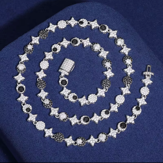 S925 White Gold Moissanite Sun/Moon/Star/ Link