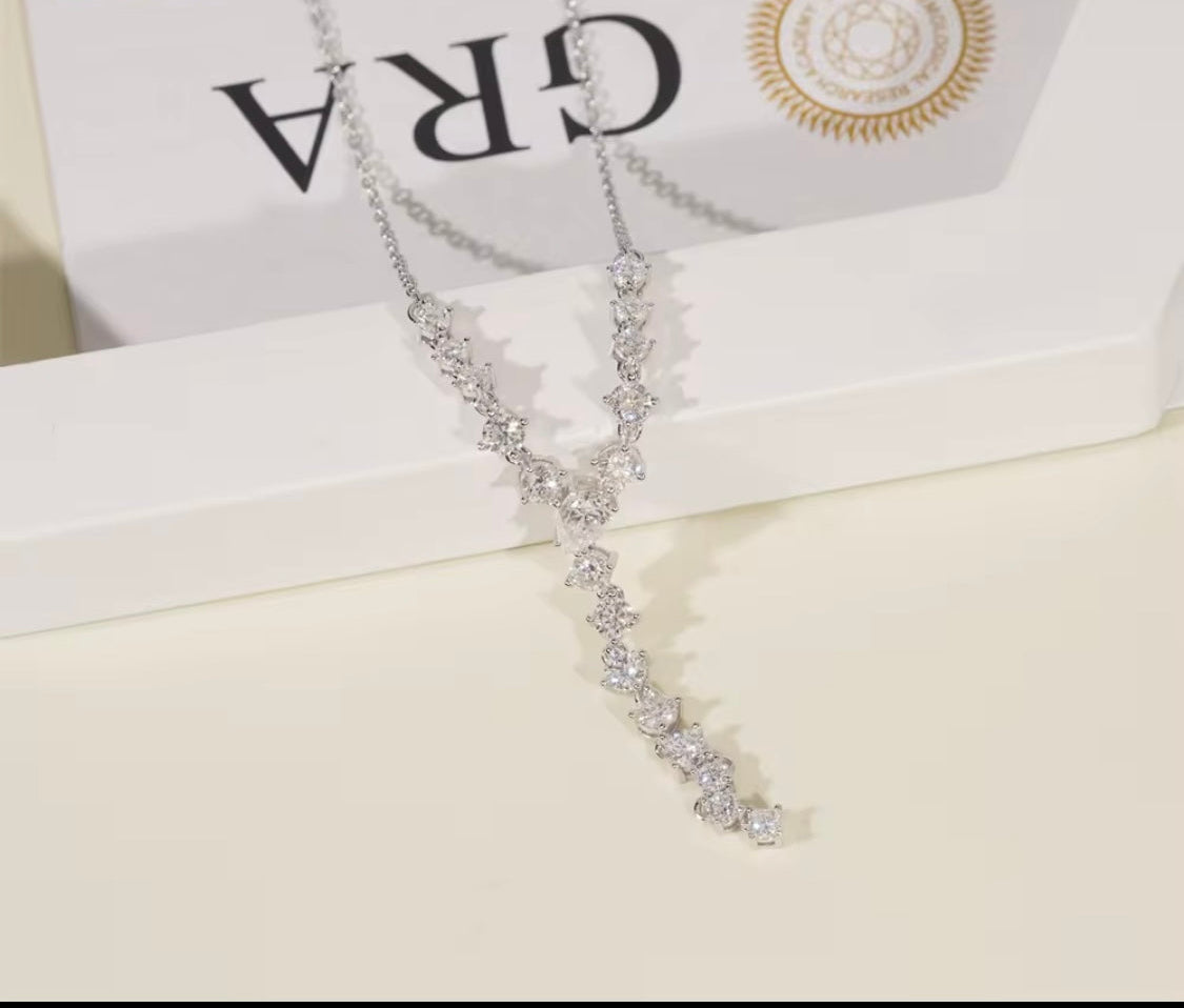 Starlight Cascade Long Moissanite Pendant