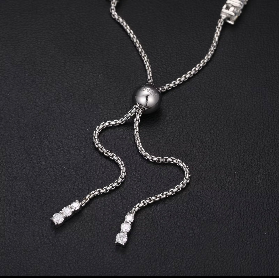 White Gold VVS Moissanite Adjustable Slider Tennis Bracelet