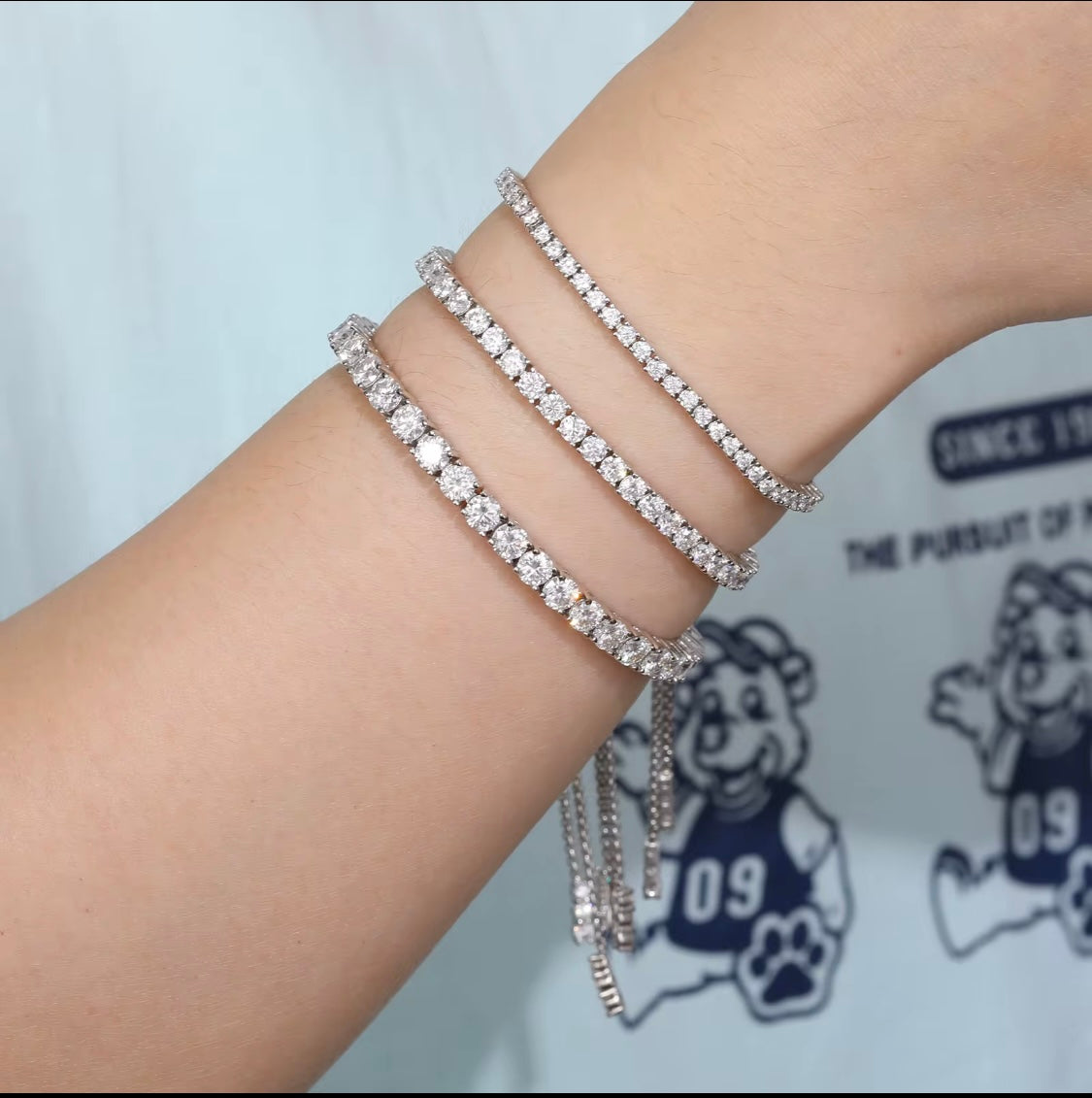 White Gold VVS Moissanite Adjustable Slider Tennis Bracelet