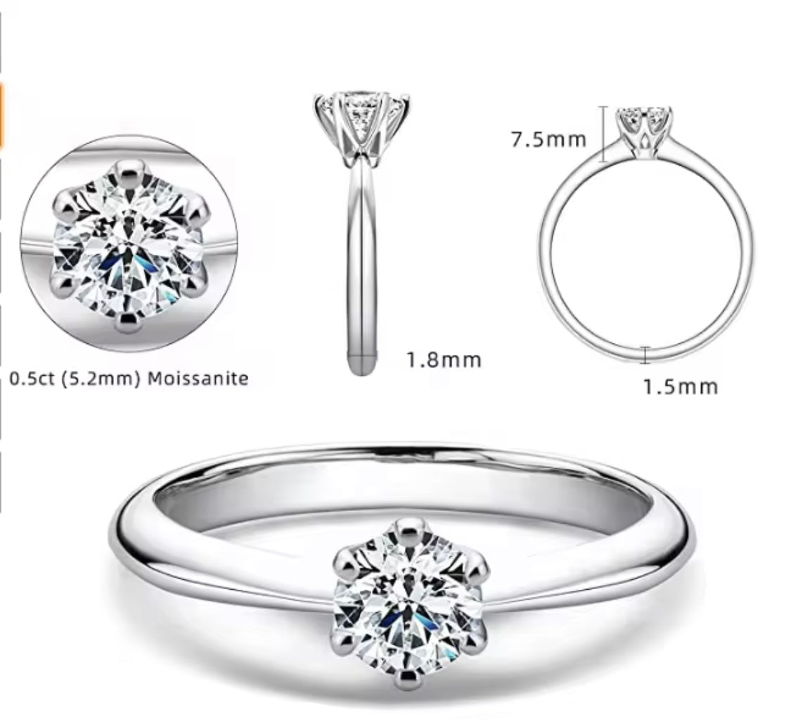 Round Cut 1.5ct Moissanite Ring