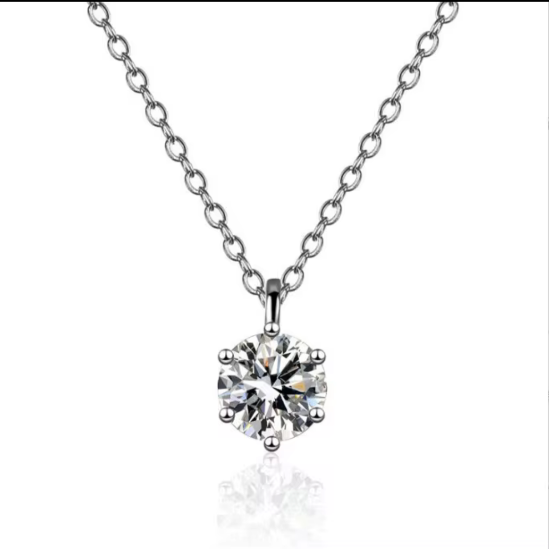 S925 Six Claw 1 ct VVS1 Round Cut Moissanite Necklace