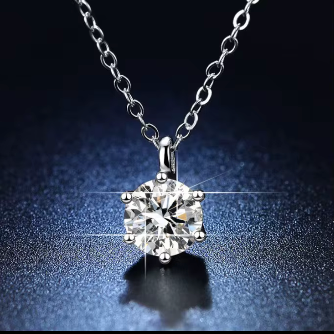 S925 Six Claw 1 ct VVS1 Round Cut Moissanite Necklace