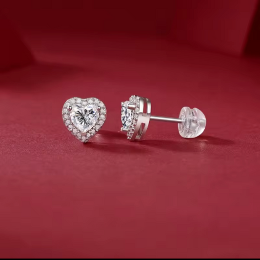 Heart Shaped VVS Moissanite Earrings