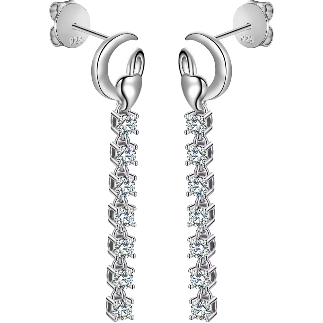 S925 VVS Moissanite Cluster Drrop Tennis Earrings