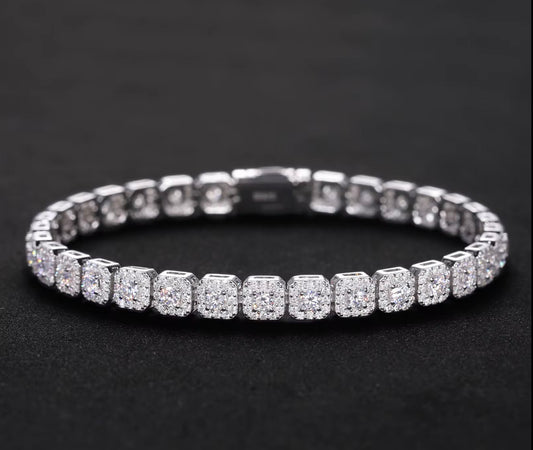 6mm VVS Moissanite Halo Tennis Bracelet
