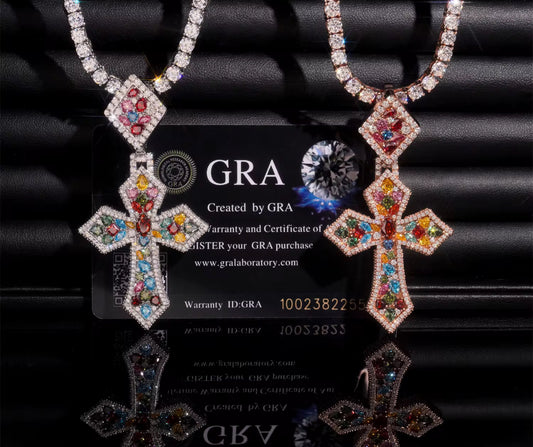 "His & Hers" VVS Moisanite Cross Pendent [ rose gold not available ]