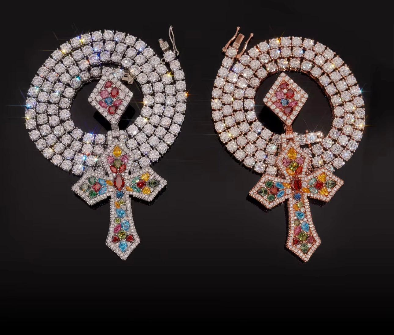"His & Hers" VVS Moisanite Cross Pendent [ rose gold not available ]