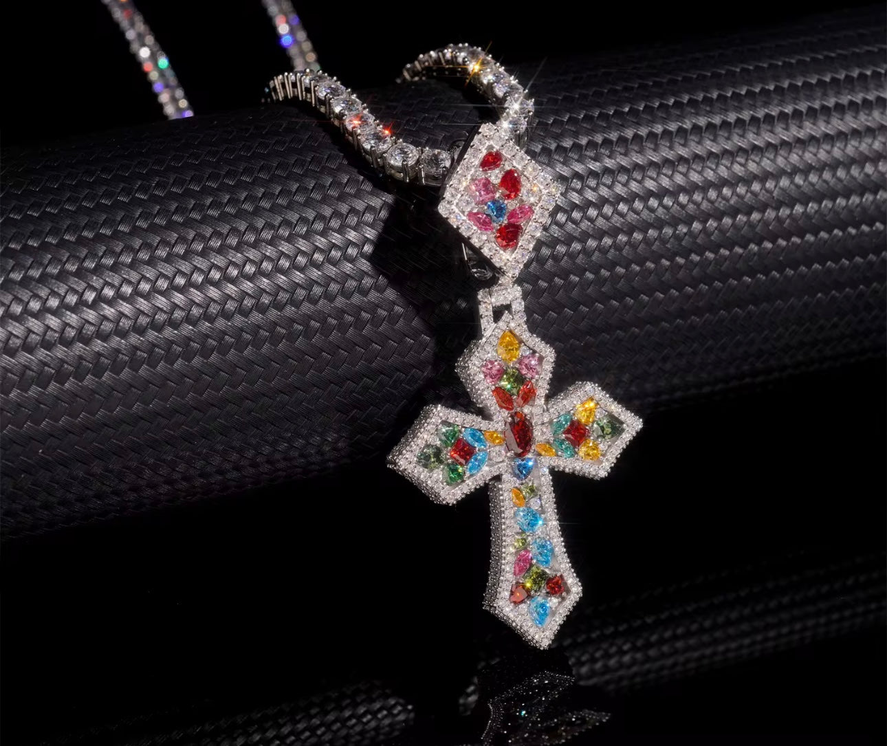 "His & Hers" VVS Moisanite Cross Pendent [ rose gold not available ]